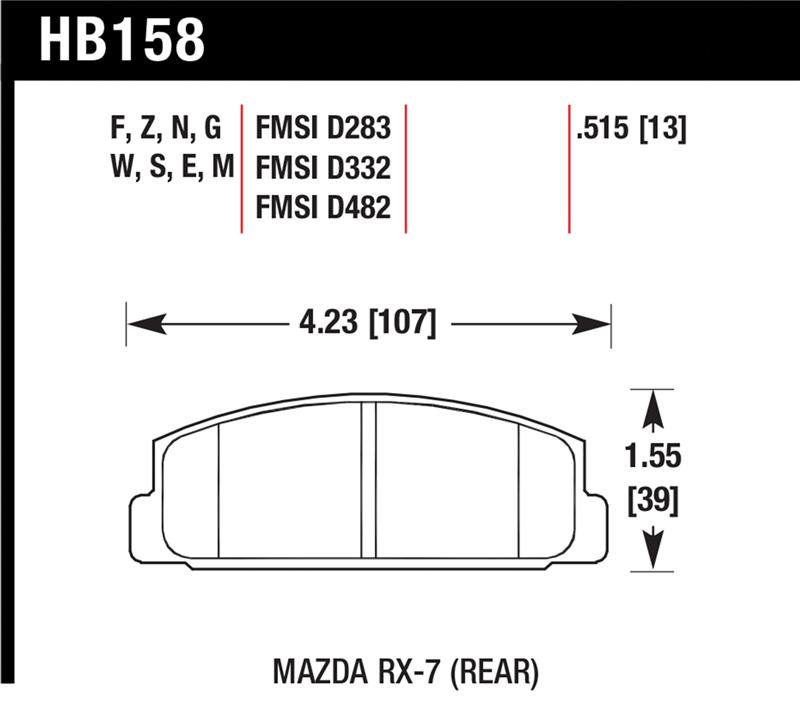 Mazda 6 Brake Pads - Rear - Hawk Performance - DTC-30 - `03-`05